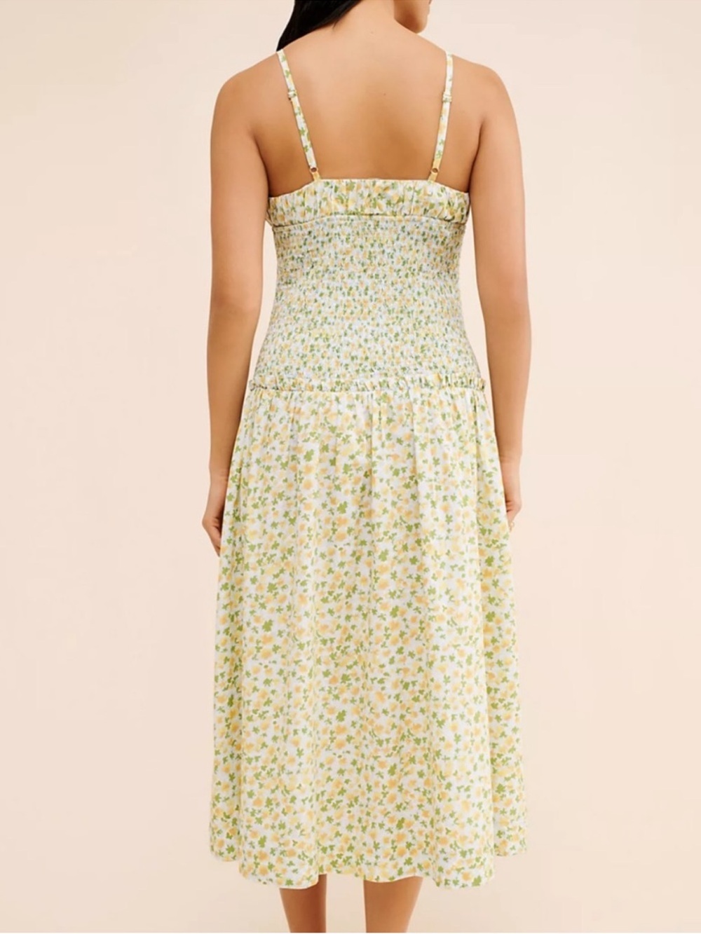 NWT Free People Floral Smocked Midi Dress M Milkmaid Prairie Cottagecore Boho - Picture 4 of 12